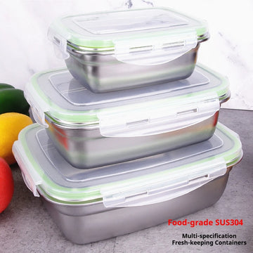 Saashi High Quality 304 Stainless Steel Food Storage Container Set Stackable Lunch.