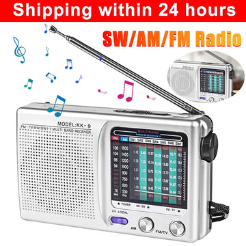 Saashi Handheld Radio Built-in Speaker Stereo Telescopic Antenna SW AM FM Mini.
