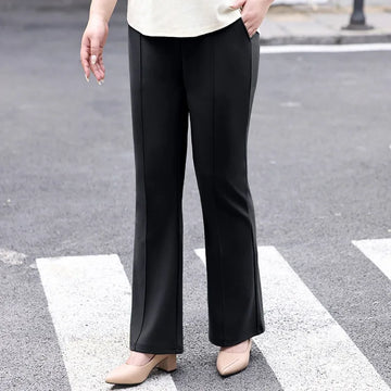 Saashi 6XL Plus Size Women’s High-Waisted Office Pants – Loose Straight Stretch Bell-Bottom Flared Trousers