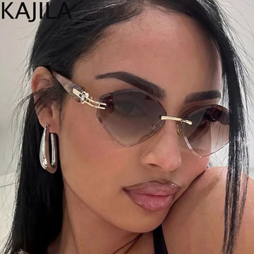 Saashi Small Hexagon Rimless Sunglasses