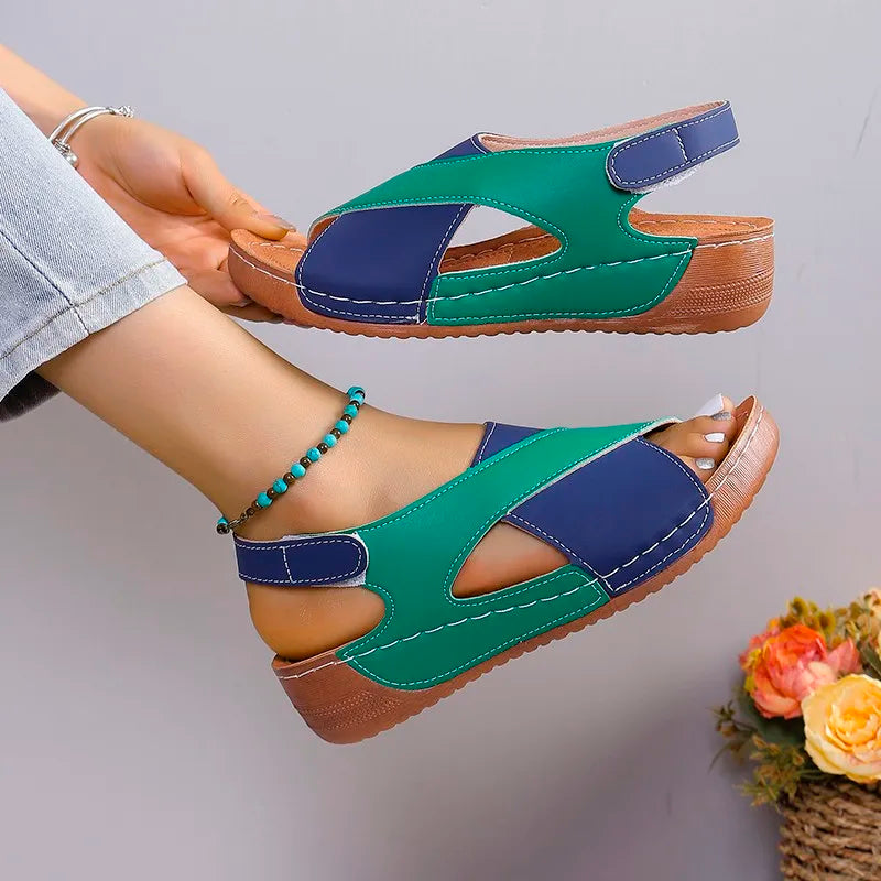 Saashi Contrast Wedge Summer Sandals