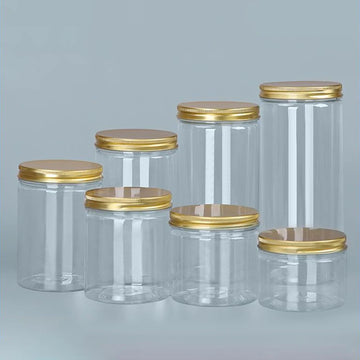 Saashi 15 Sizes Clear Plastic Jar Pink Aluminum Lids Empty Face Cosmetic.