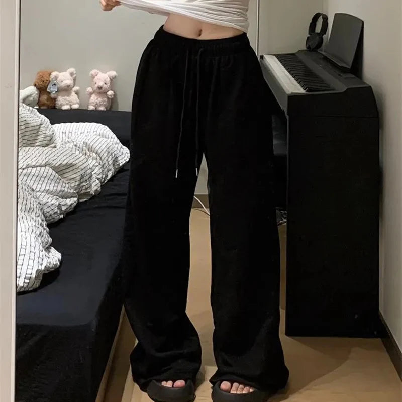 Saashi Harajuku Wide Leg Sweatpants for Women Elastic Waist Casual Oversized Streetwear Pants