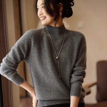 Saashi Minimalist Mockneck Wool Sweater