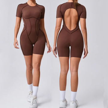 Saashi Women's Workout Jumpsuit, One-Piece Bodysuit Sportswear for Gym and Yoga