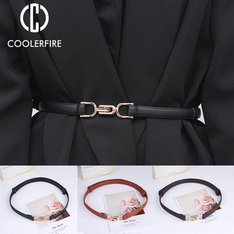Saashi Women's Fashion Designer Dress Belt Black White Brown Waist Strap BF50.