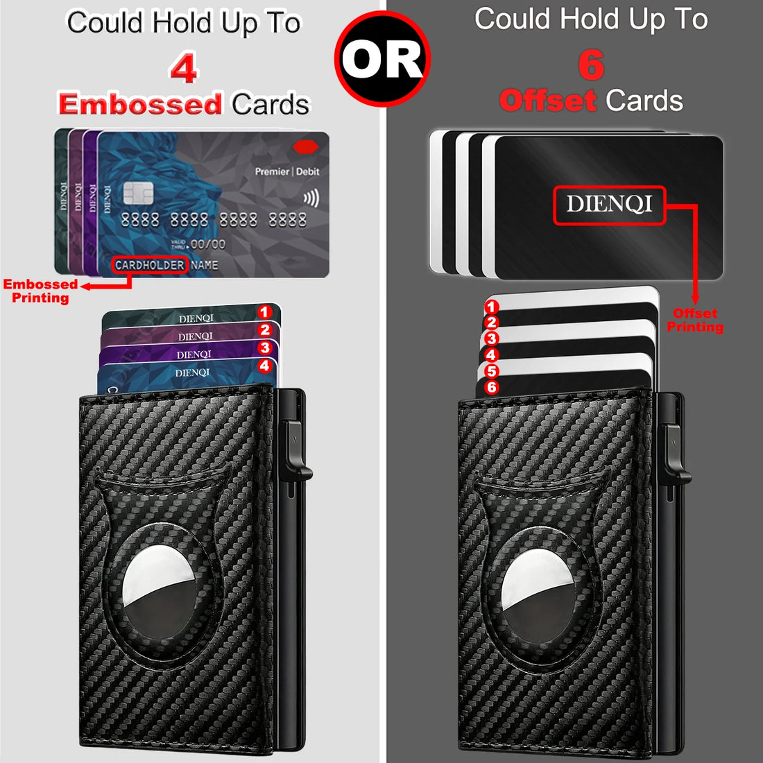 Saashi Anti Theft Carbon Fiber Credit Card Holder Minimalist Apple Airtag Wallet.