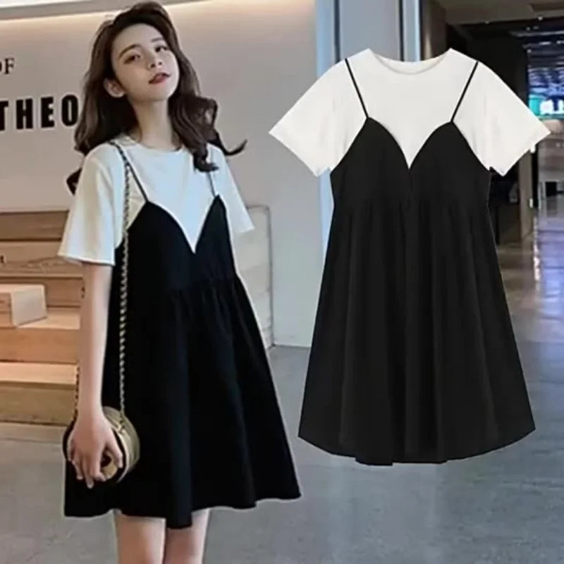 Saashi Maternity Halter Dress, a Loose Mid-Length Casual Top with a False Two-Piece Style