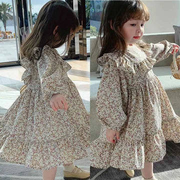 Saashi Girls Floral Lace Trim Dress