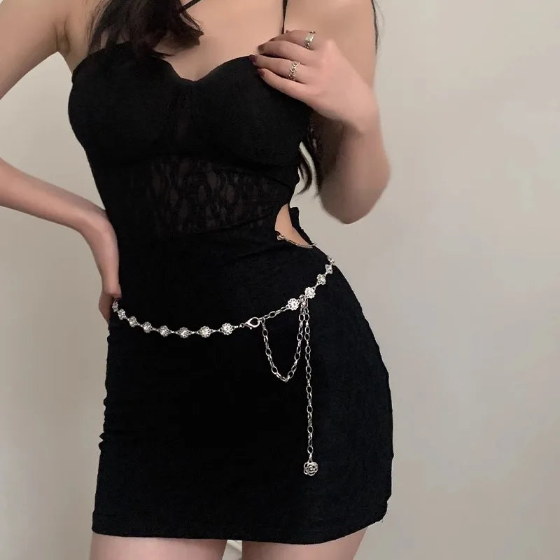 Saashi Metal Chatelaine Haute Couture Summer Dress Fashionable Ins Style Thin Belt.