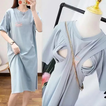 Saashi Maternity Nursing Dress - Summer Casual Pregnancy Clothes