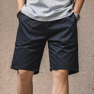 Saashi Maden Vintage Khaki Canvas Shorts Men's Summer Slim Fit Straight Leg.