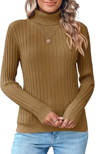 Saashi Women's Ribbed Turtleneck Fitted Sweater