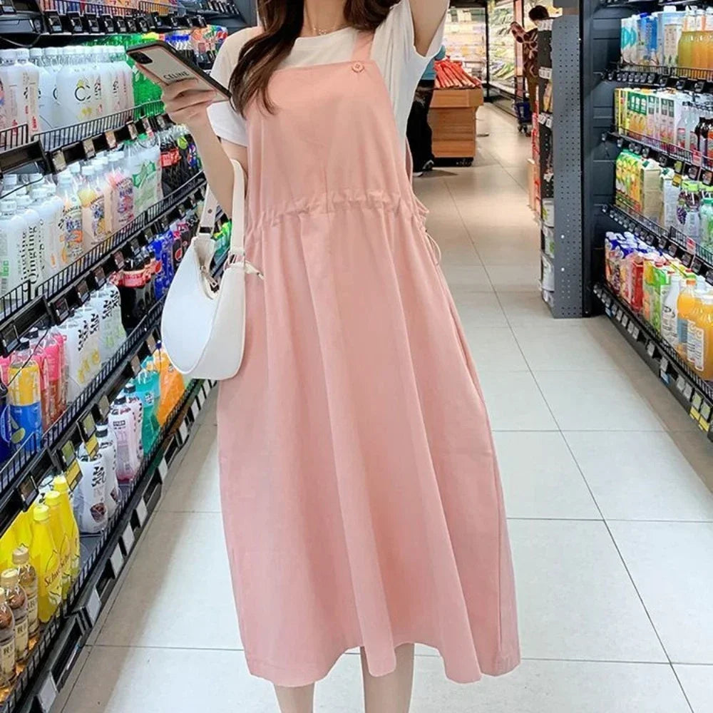 Saashi Loose Maternity Dress for Pregnant Women Summer Long Casual Photography Skirts