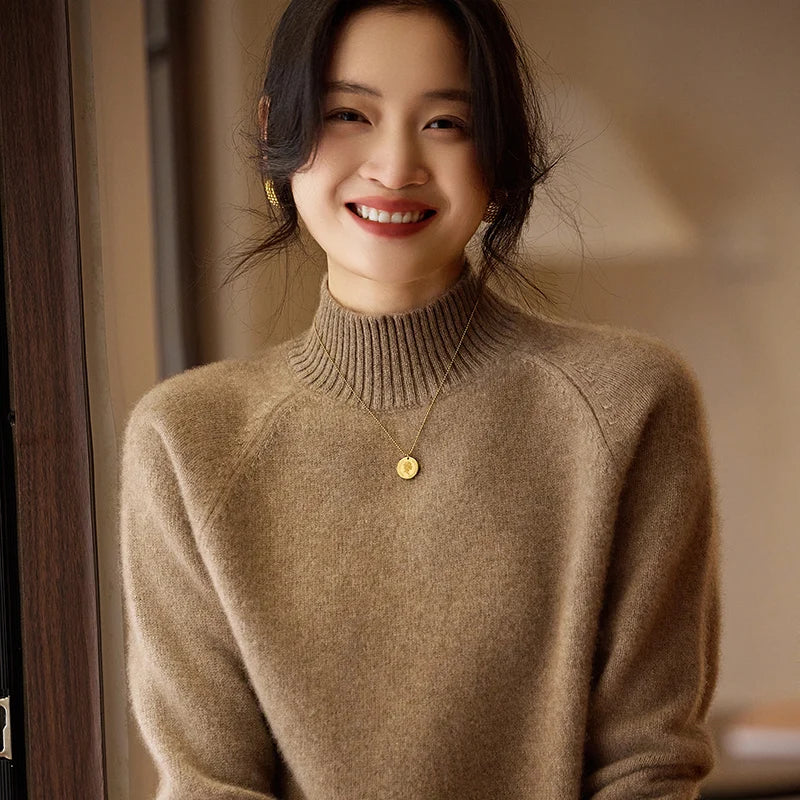 Saashi Minimalist Mockneck Wool Sweater