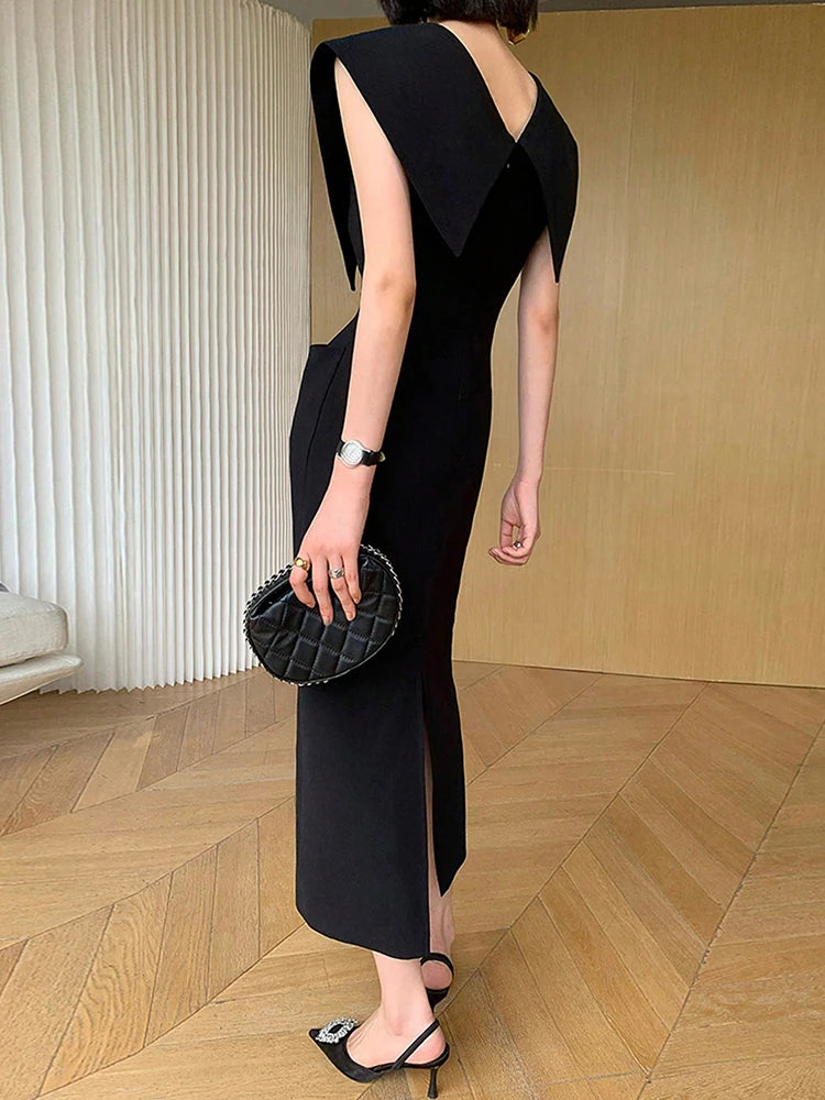 Saashi Big Collar Sleeveless Maxi Dress