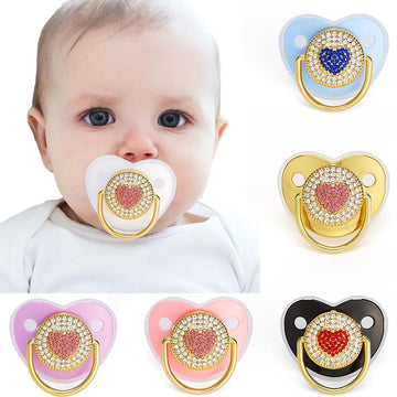 Saashi Luxury Zircon Heart Baby Pacifier with Lid