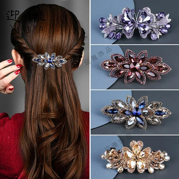 Saashi Korean Temperament Water Diamond Crab Hair Clip Women Horizontal Spring Hairpins.