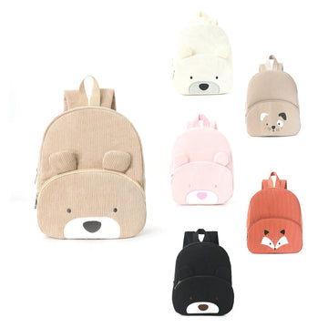 Saashi Cross-border Explosion Cute Bear Backpack Corduroy Primary School Bag Fashion Casual.