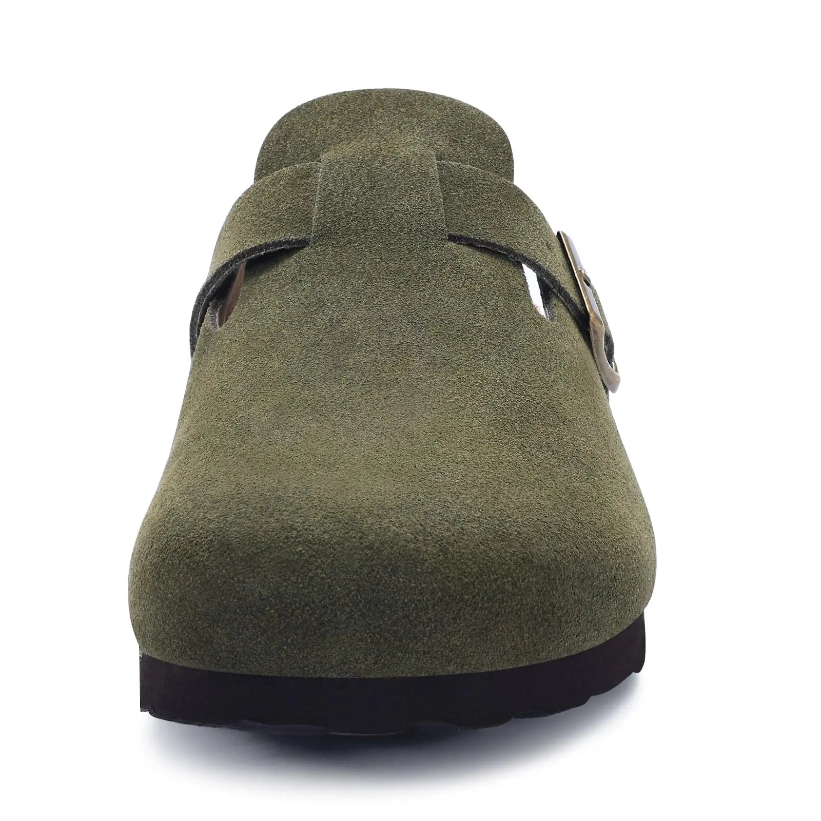 Saashi Unisex Genuine Suede Buckle Clogs with Arch Support and Cork Footbed