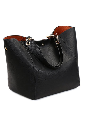 Saashi Pahajim Women's Large PU Leather Waterproof Tote Shoulder Top Handle Bag