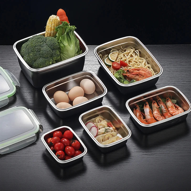 Saashi High Quality 304 Stainless Steel Food Storage Container Set Stackable Lunch.