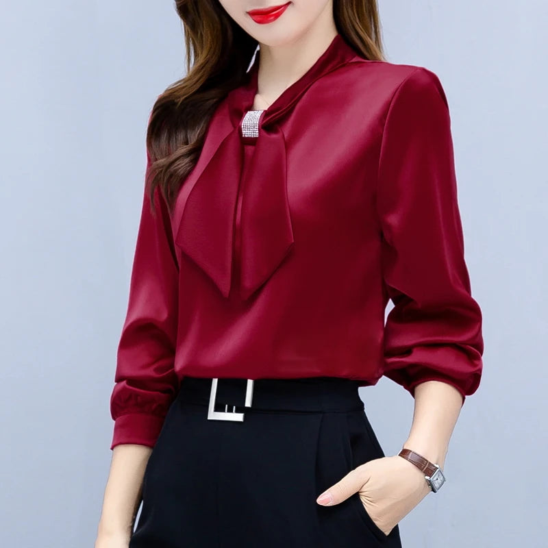 Saashi Bow Collar Chiffon Blouse