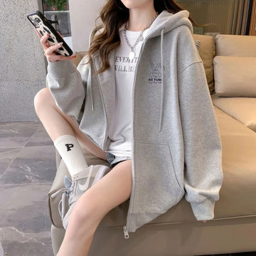 Saashi Embroidered Sporty Zip Hoodie
