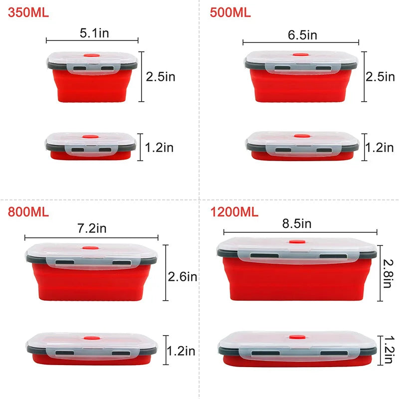 Saashi Collapsible Food Storage Containers Silicone Bowls Lids Meal Prep Lunch Picnic.