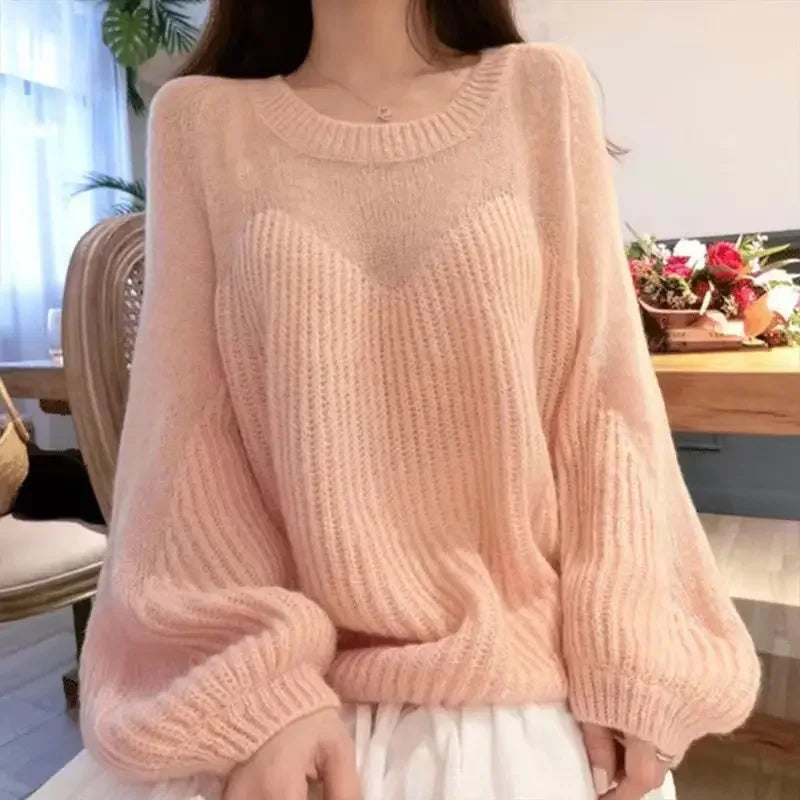 Saashi Women's Knitted Pullover Sweater Cute Kawaii Style Smooth Light Thermal Top