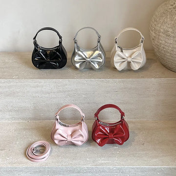 Saashi Girls Cute Bowknot Mini Crossbody Bag – Detachable Strap Fashion Shoulder Purse for Kids