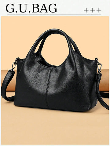 Saashi Black Top-Handle Leather Tote