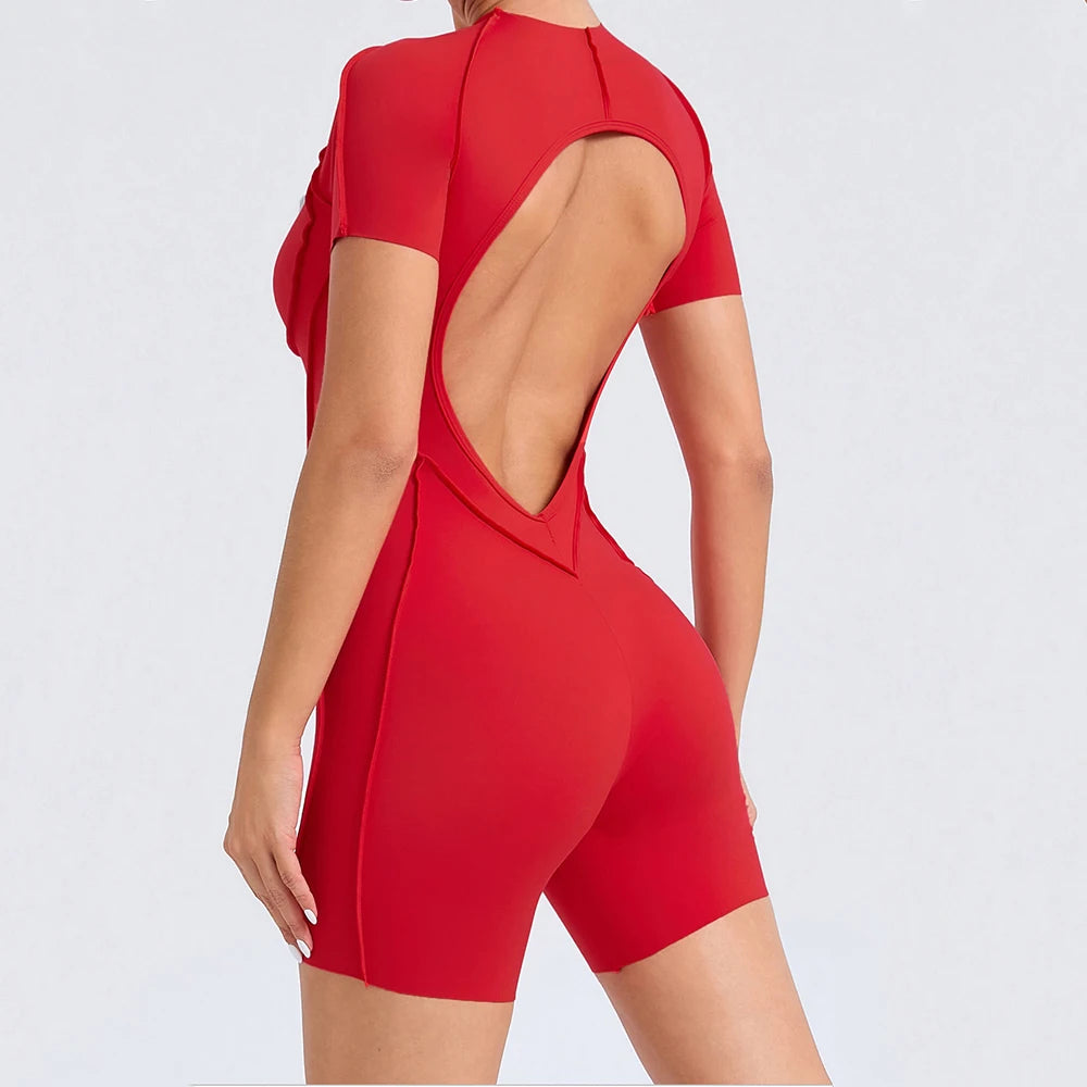 Saashi Women's Workout Jumpsuit, One-Piece Bodysuit Sportswear for Gym and Yoga
