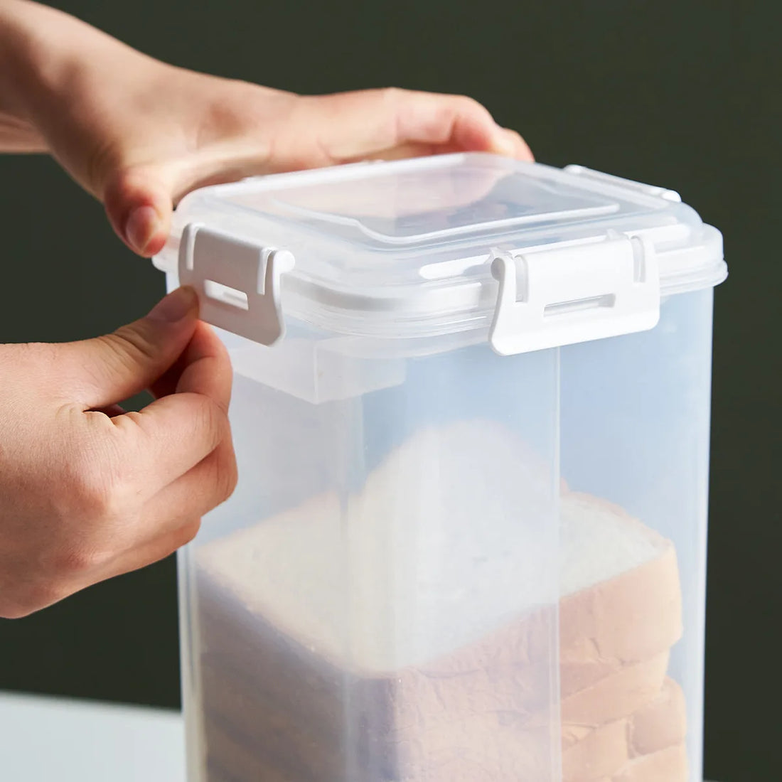 Saashi Bread Loaf Container Clear Airtight Box Lid Sandwich Holder Homemade Tall.