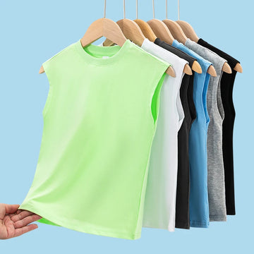 Saashi Boys Cotton Basic Tank Top – Classic Sleeveless Round Neck T-Shirt for Kids
