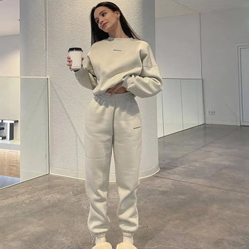 Saashi Casual Sports Hoodie and Pants Two-Piece Women’s Warm Outfit
