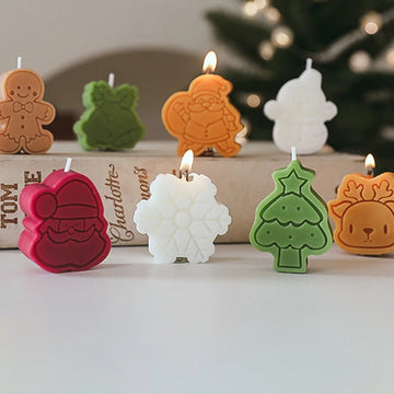 Saashi 4PCS Christmas Aromatherapy Candle Gift Box Santa Snowman Gingerbread Shaped Scented Home Decor