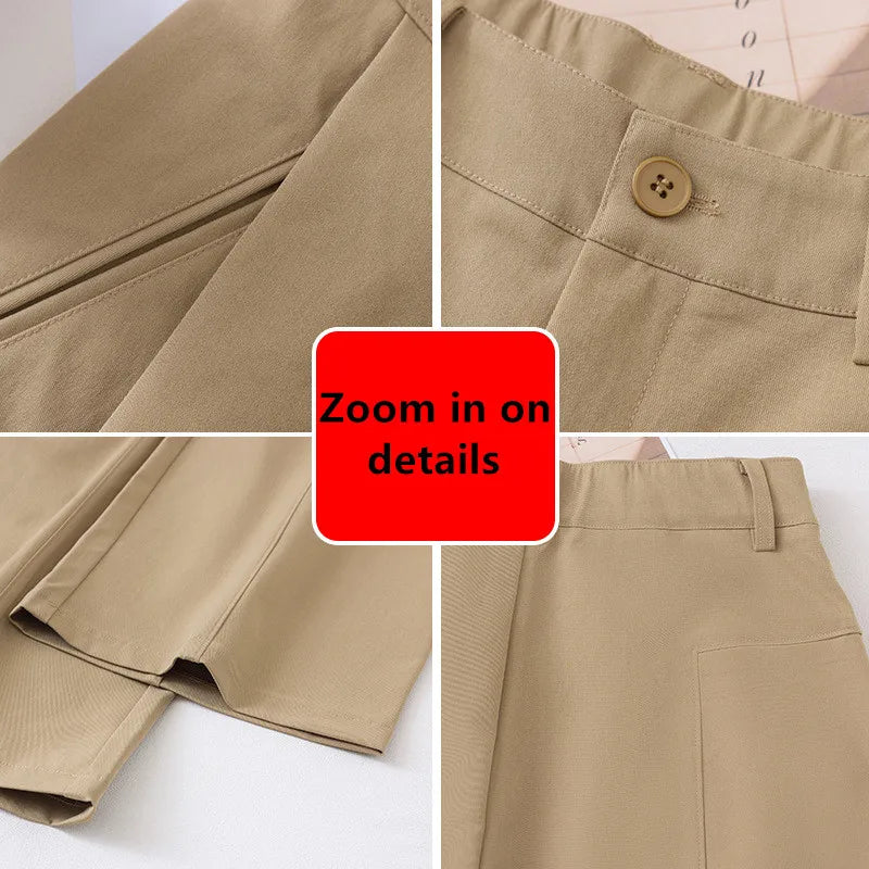Saashi 6XL Plus Size Women’s High-Waisted Office Pants Loose Straight Stretch Bell-Bottom Flared Trousers