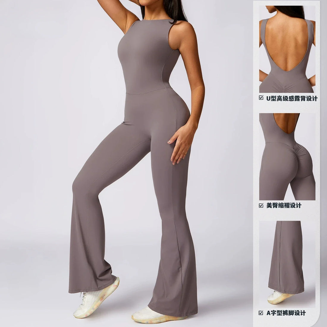Saashi Seamless Yoga Jumpsuit – Push-Up One-Piece Fitness Bodysuit