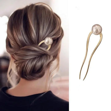 Saashi Korean U-shaped New Pearl Metal Shell Hairpins Women Hair Sticks Accessories.