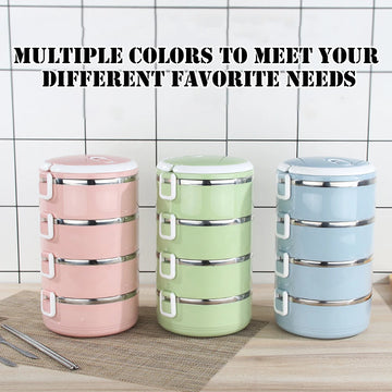 Saashi Stainless Steel Vacuum Cup Soup Lunch Box Storage Stackable Warmer Food.