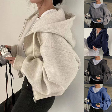 Saashi Cropped Fleece Zip Hoodie