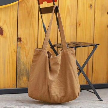 Saashi Japanese Versatile Women's Large Capacity Canvas Shoulder Handbags Shopping Bag.