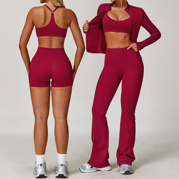 Saashi 2/3-Piece Yoga & Gym Set – Long Sleeve Sports Bra & Leggings