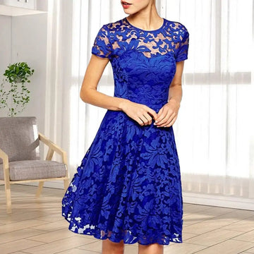 Saashi Plus Size Mini A-Line Dress, Round Neck Prom Style for Elegant Women