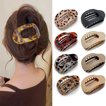 Saashi Fashion Oval Flat Hair Clips Women Design Leopard Large Acrylic Accessories.