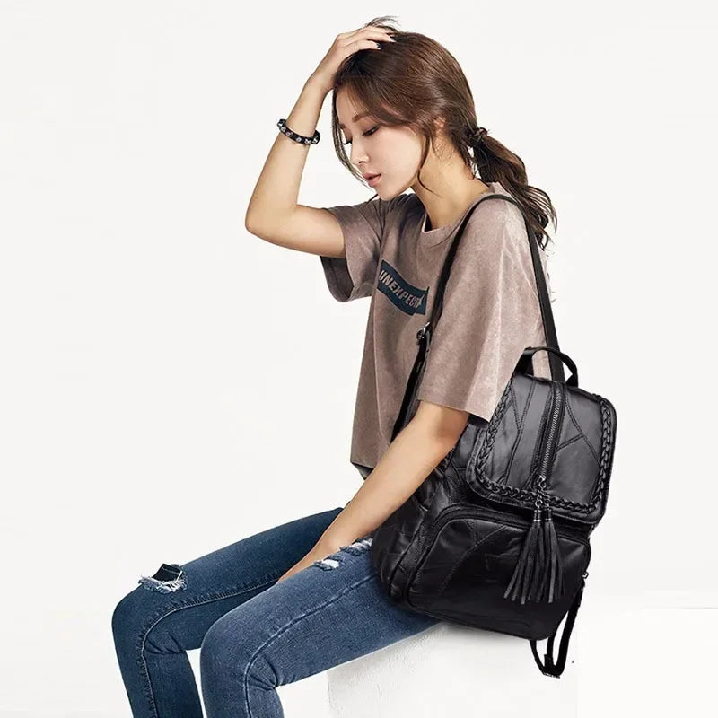 Saashi Leather Shoulder Backpack