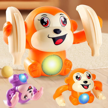 Saashi Electric Rolling Monkey Toy – Light-Up Musical Puzzle & Sound Toy for Toddlers, Preschool Educational Learning Gift