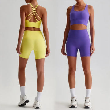 Saashi Women’s Seamless Yoga Set with Backless Bra and Booty-Lifting Shorts for Fitness
