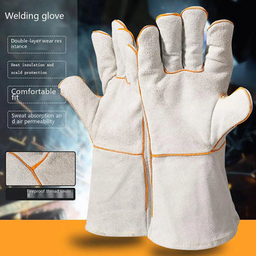 Saashi Labor Day Leather Welding Gloves – Heavy-Duty Heat-Resistant Safety Work Gloves
